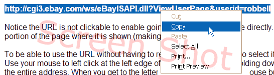 screen shot of right clicking to copy