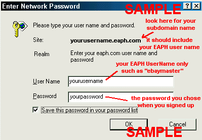 sample login box